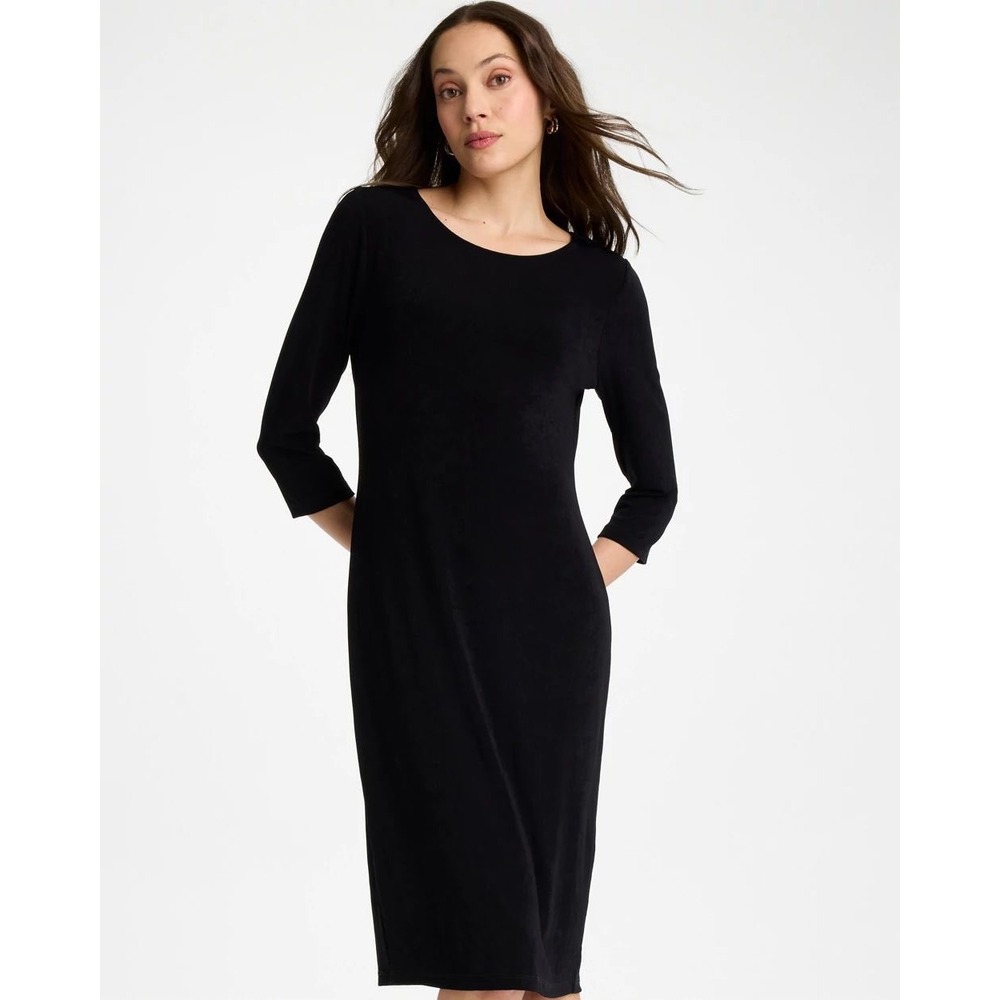Chico's Travelers Velvet Classic Dress Black Size 2 (Large/12) NEW! $109